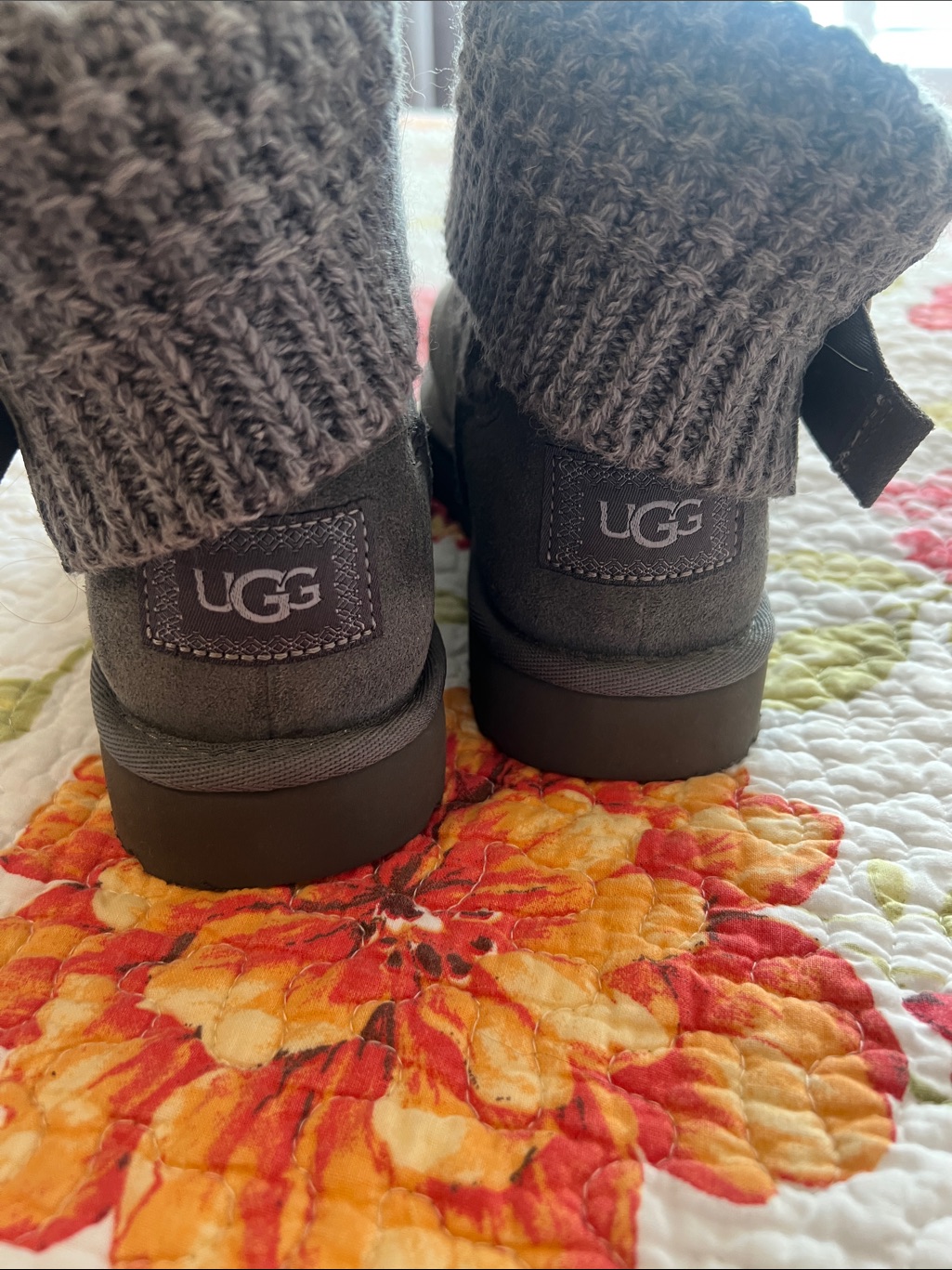 Ugg Gray Knit Cuff Ankle Boots